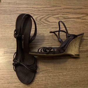 Enzo Angiolini Brown strappy wedges
